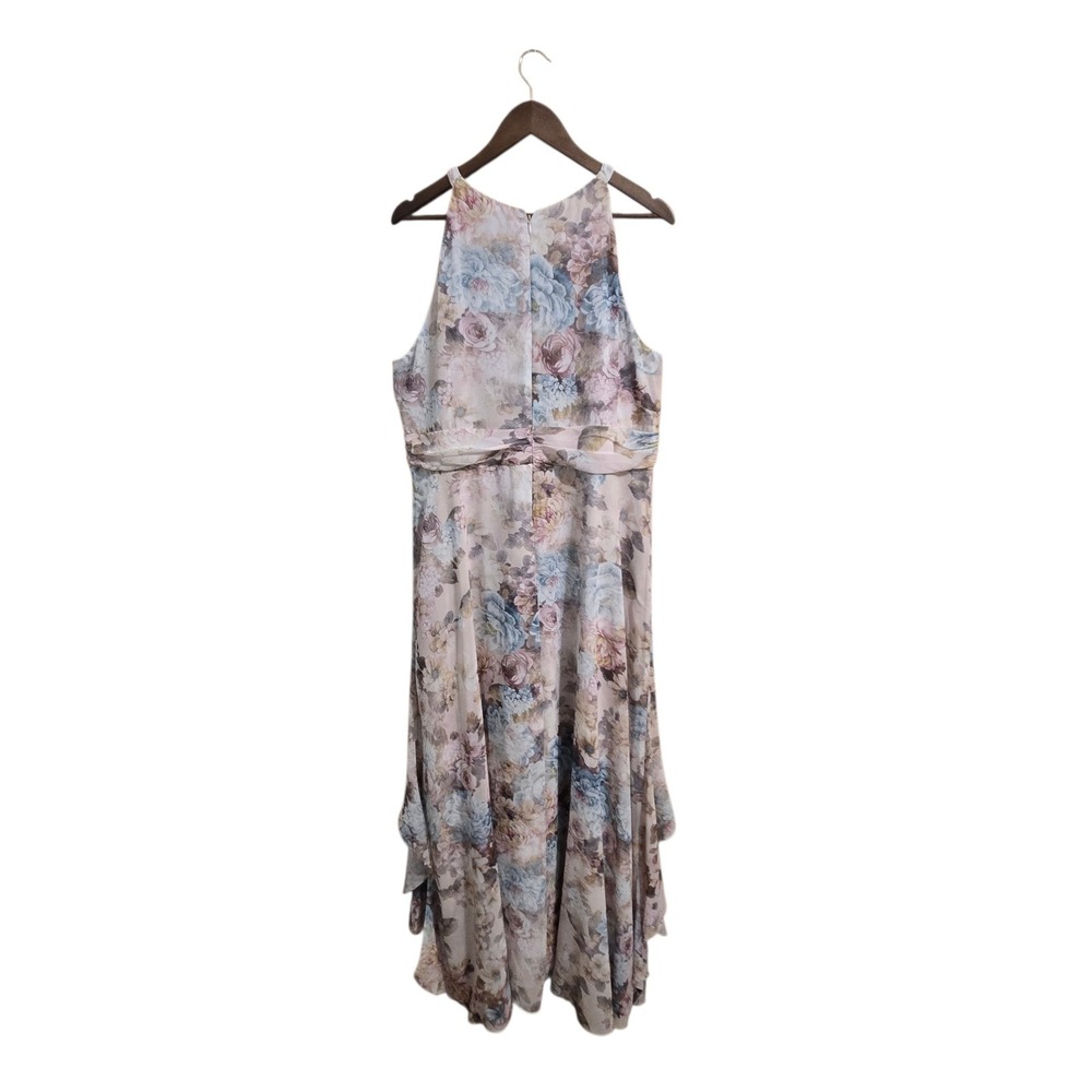 R&M Richards Women's Sleeveless Dress Size 16 Floral Print Pink Floor Length